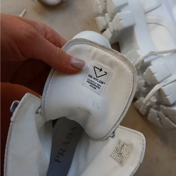 Prada Monolith Combat White Boots